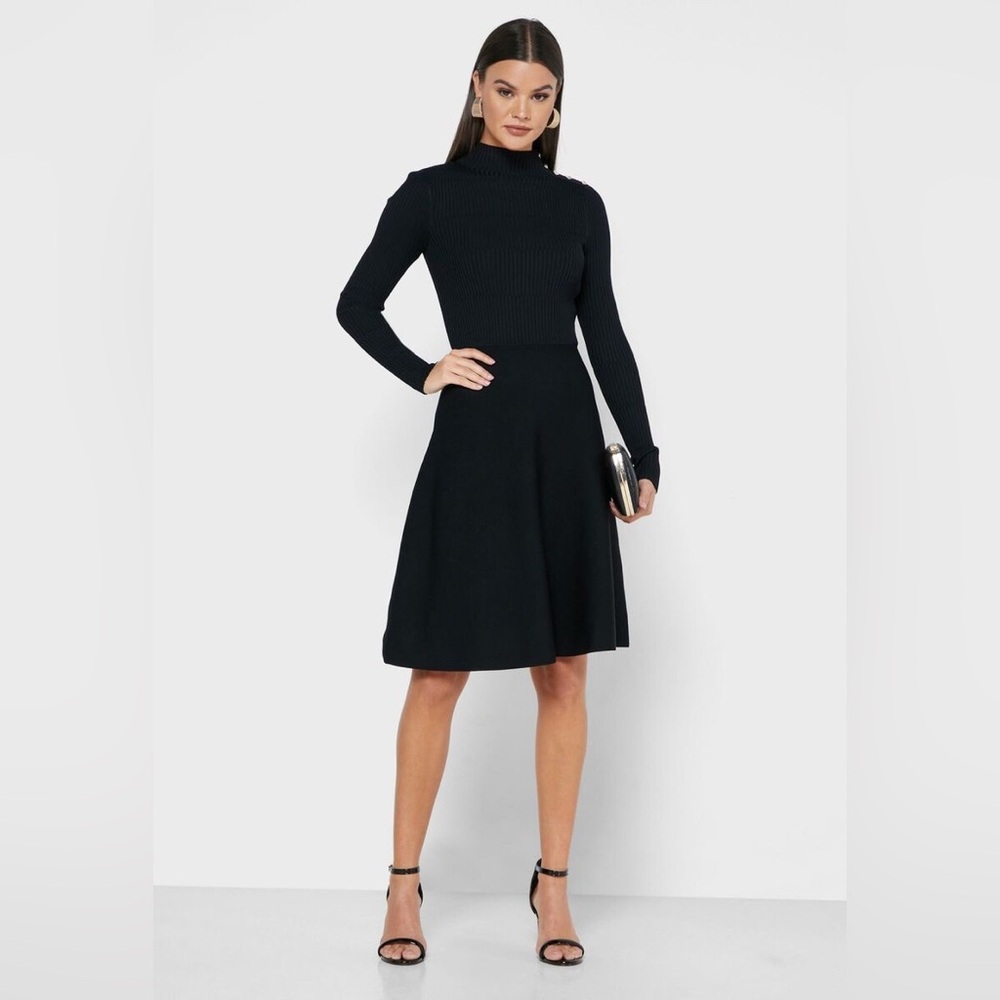 Ted Baker London Black Knit Fit-and-Flare Mini Dress